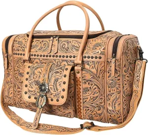American Darling Duffel Hand Tooled Genuine Leather Western Women Bag | Handbag | Leather Duffle Bag | Weekend Bag | Travel Duffel Bags | Duffel Bag for Women | Leather Duffle Bag