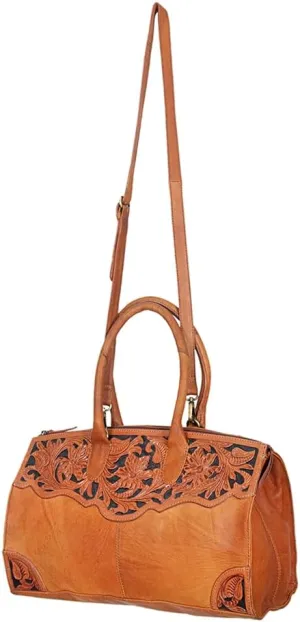 American Darling Duffel Hand Tooled Genuine Leather Western Women Bag | Handbag | Leather Duffle Bag | Weekend Bag | Travel Duffel Bags | Duffel Bag for Women | Leather Duffle Bag