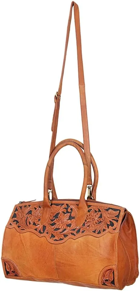 American Darling Duffel Hand Tooled Genuine Leather Western Women Bag | Handbag | Leather Duffle Bag | Weekend Bag | Travel Duffel Bags | Duffel Bag for Women | Leather Duffle Bag