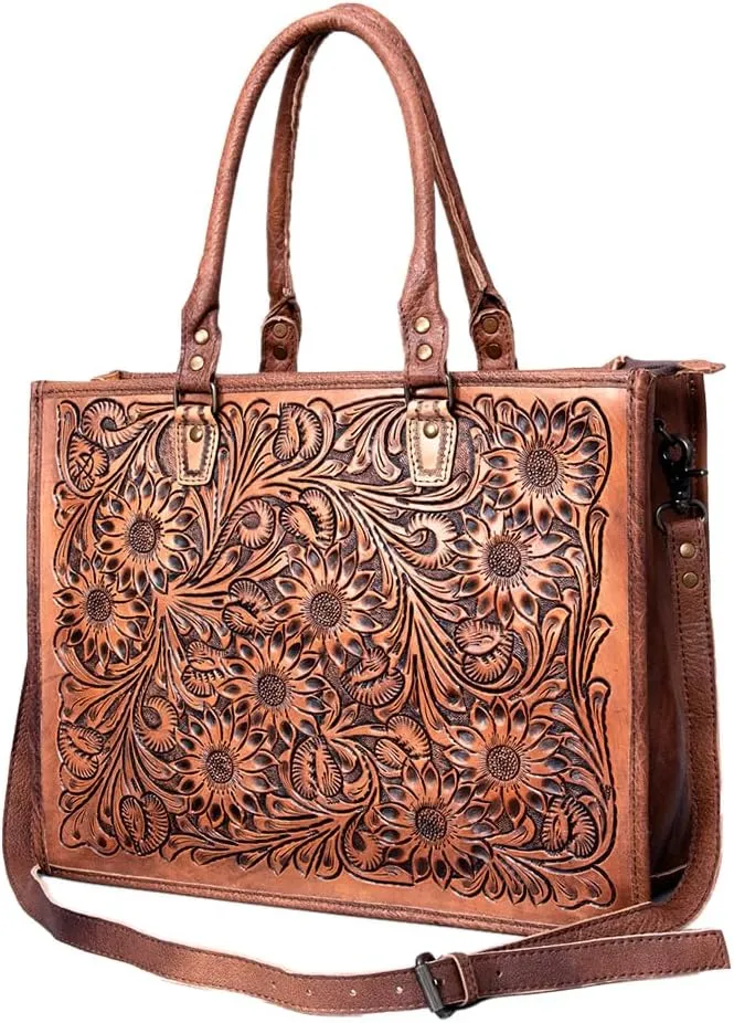 American Darling Genuine Leather Western Women's Hand Tooled Tote Bag | Western & Travel Tote | College & Casual