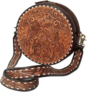 American Darling Hand Tooled Genuine Leather Western Women Handbag | Women's Canteen Bag | Travel & Clutch Canteen Bag