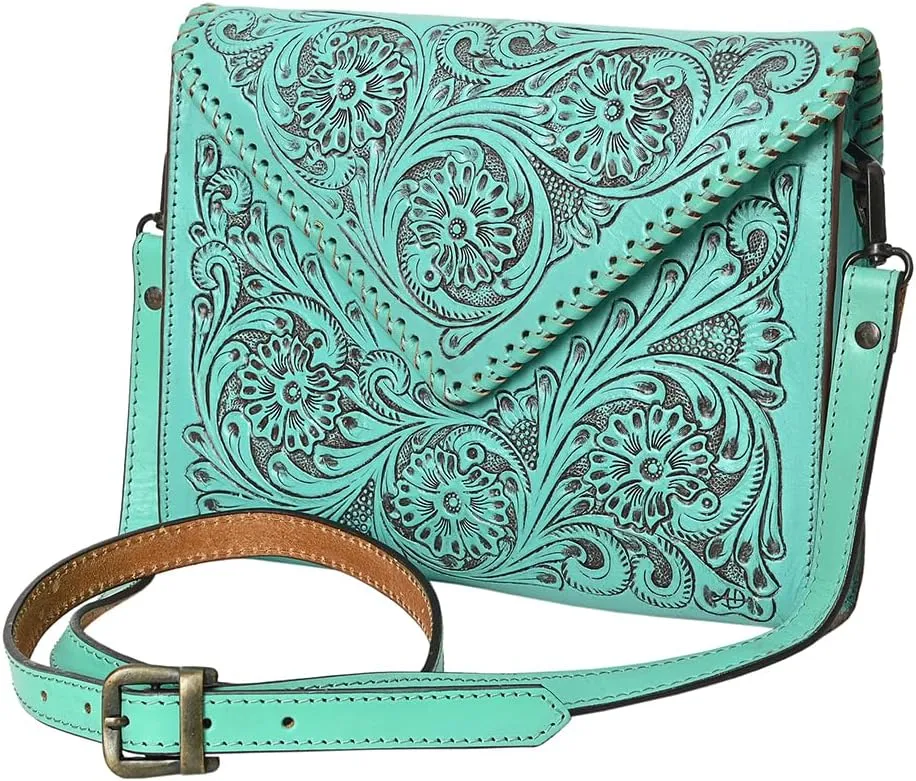 American Darling Hand Tooled Genuine Leather Women Bag Western Handbag Purse
