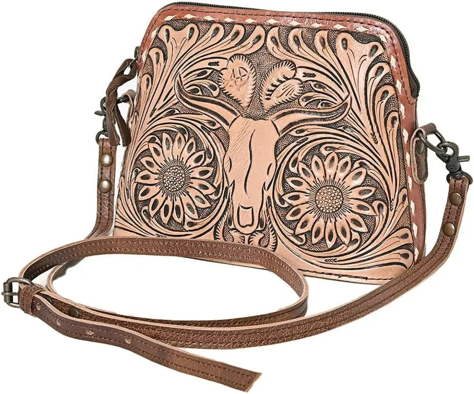 American Darling Hand Tooled Genuine Leather Women Bag Western Handbag Purse