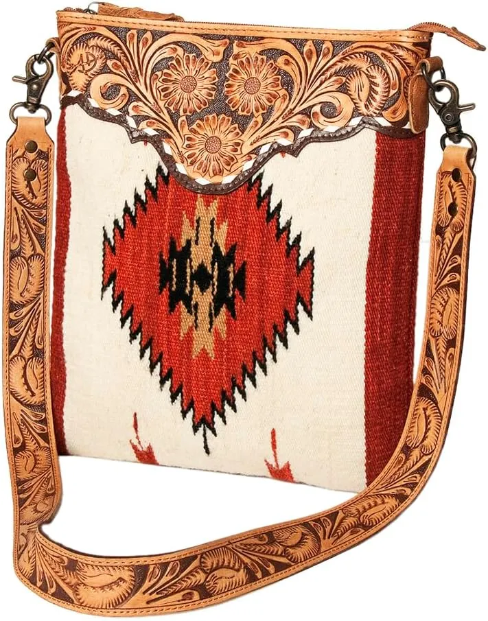 American Darling Hand Tooled Saddle Blanket Genuine Leather Women Bag Western Handbag Purse