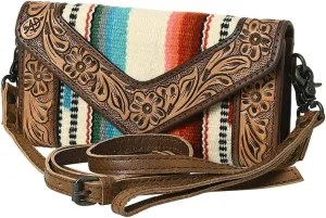American Darling Hand Tooled Saddle Blanket Genuine Leather Women Bag Western Handbag Purse