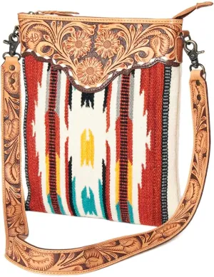 American Darling Hand Tooled Saddle Blanket Genuine Leather Women Bag Western Handbag Purse
