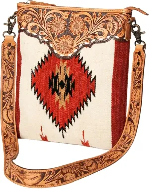American Darling Hand Tooled Saddle Blanket Genuine Leather Women Bag Western Handbag Purse