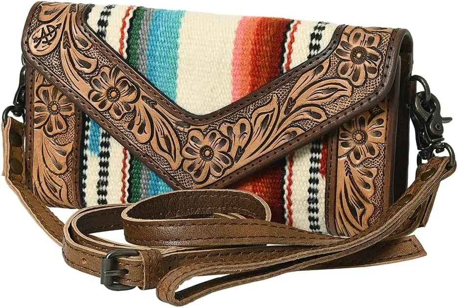 American Darling Hand Tooled Saddle Blanket Genuine Leather Women Bag Western Handbag Purse