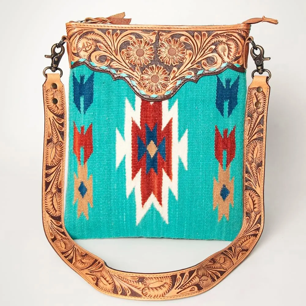 American Darling Hand Tooled Saddle Blanket Genuine Leather Women Bag Western Handbag Purse