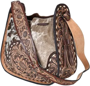 American Darling Hobo Hand Tooled Hair On Genuine Leather Western Women Bag | Handbag Purse | Leather Hobo Bag | Hobo Bags for Women | Hobo Purse | Cute Hobo Bag