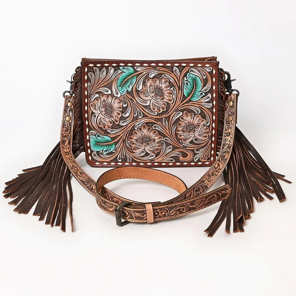 American Darling Messenger Hand Tooled Saddle Blanket Genuine Leather Western Women Bag Handbag Purse | Cute Messenger Bag