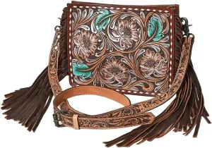 American Darling Messenger Hand Tooled Saddle Blanket Genuine Leather Western Women Bag Handbag Purse | Cute Messenger Bag
