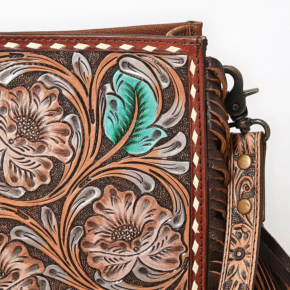 American Darling Messenger Hand Tooled Saddle Blanket Genuine Leather Western Women Bag Handbag Purse | Cute Messenger Bag