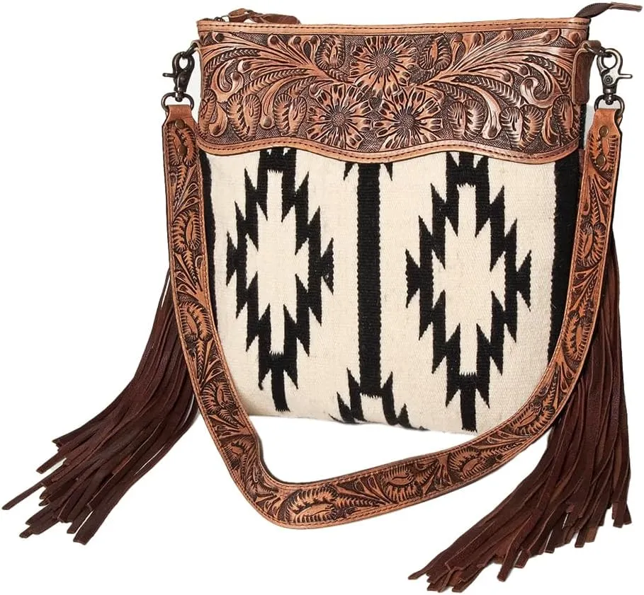 American Darling Signature Crossbody Hand Tooled Saddle Blanket Genuine Leather Western Women Bag Handbag Purse | Crossbody Bag for Women | Cute Crossbody Bag | Crossbody Purse