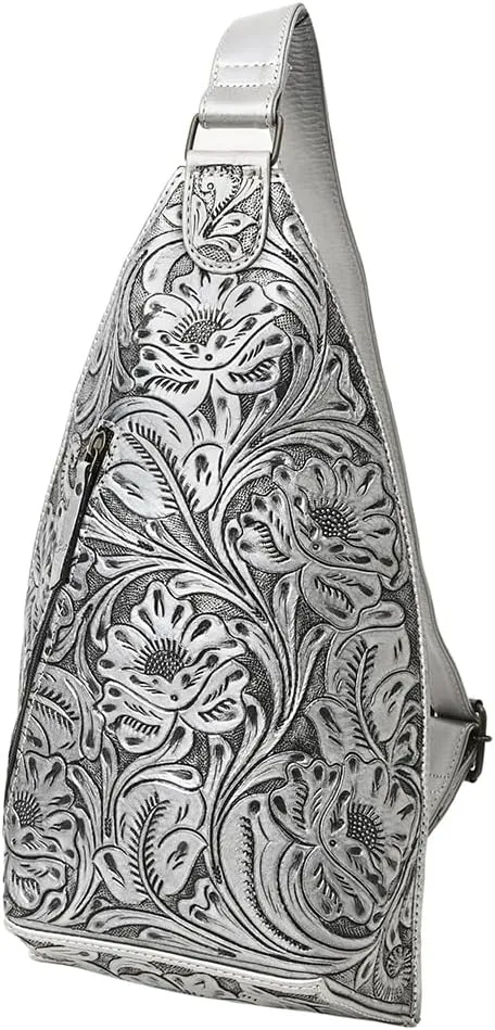 American Darling Sling Hand Tooled Genuine Leather Women Bag Western Handbag Purse, Black