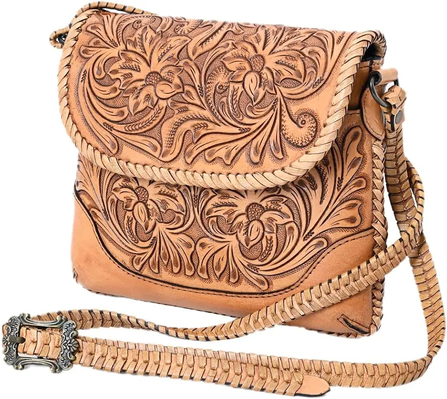 American Darling Small Crossbody Hand Tooled Genuine Leather Women Bag Western Handbag Purse