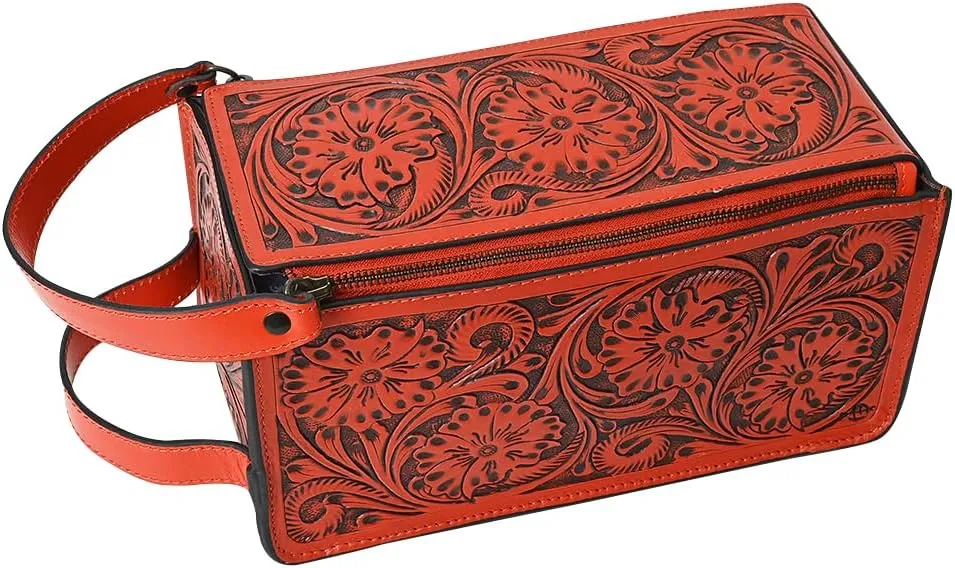 American Darling Toiletry Hand Tooled Genuine Leather Western Women Bag | Handbag Purse | Toiletry Bag for Women | Toiletry Purse