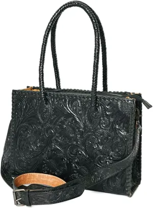 American Darling Tote Hand Tooled Genuine Leather Western Women Bag Handbag Purse | Black | Western Tote Bag | Travel Tote Bags | College Tote Bag | Casual Tote Bag
