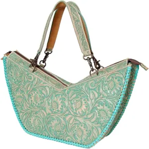 American Darling Tote Hand Tooled Genuine Leather Western Women Bag Handbag Purse | White | Western Tote Bag | Travel Tote Bags | College Tote Bag | Casual Tote Bag