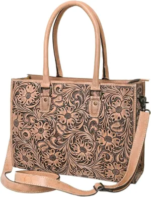 American Darling Tote Hand Tooled Genuine Leather women bag western handbag purse, Black
