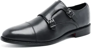 Anthony Veer Roosevelt II Double Monk Strap Dress Shoes for Men | Double Side Strap | Goodyear Welt Construction | Recraftable Leather Sole Black