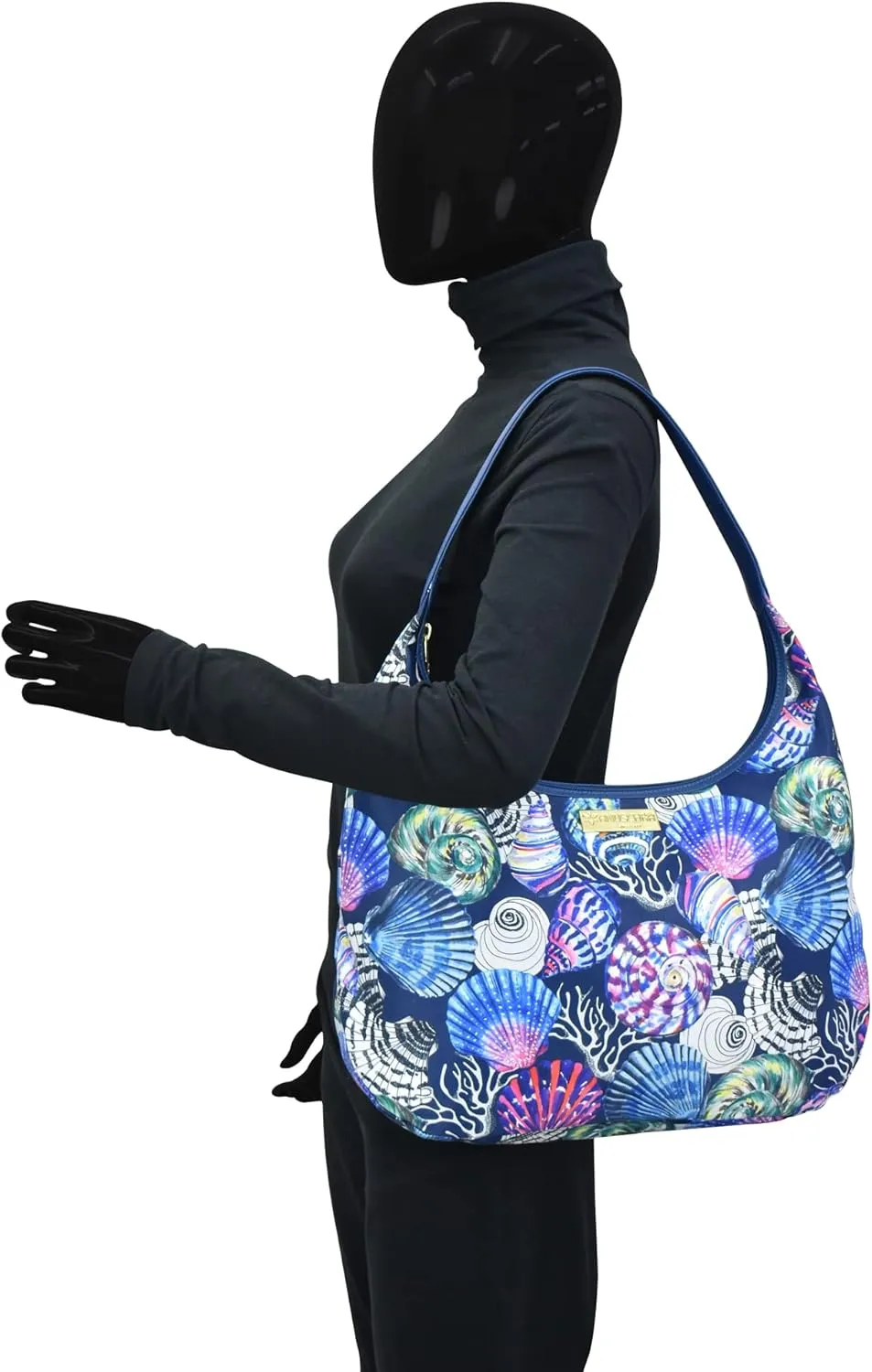 Anuschka Large Sling Hobo-Wanderlust Collection-Nylon Fabric with Leather Trim and Artwork Print