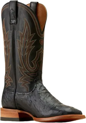 ARIAT Men's Showboat Exotic Ostrich Western Boot Square Toe - 10047084 10 EE US Black