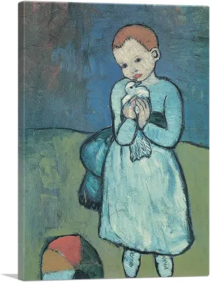 ARTCANVAS Child with Dove 1901 Canvas Art Print Stretched Framed Painting Picture Poster Giclee Wall Decor by Pablo Picasso - 18" x 12" (0.75" Deep)