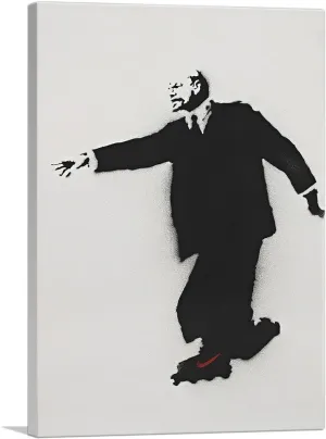 ARTCANVAS Lenin on Roller Skates Canvas Art Print Stretched Framed Painting Picture Poster Giclee Wall Decor by Banksy - 40" x 26" (0.75" Deep)
