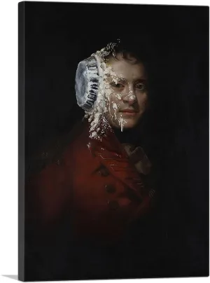 ARTCANVAS Pie Face Canvas Art Print Stretched Framed Painting Picture Poster Giclee Wall Decor by Banksy - 18" x 12" (1.50" Deep)
