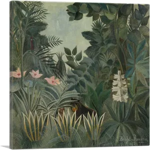 ARTCANVAS The Equatorial Jungle 1909 Canvas Art Print Stretched Framed Painting Picture Poster Giclee Wall Decor by Henri Rousseau - 26" x 26" (1.50" Deep)
