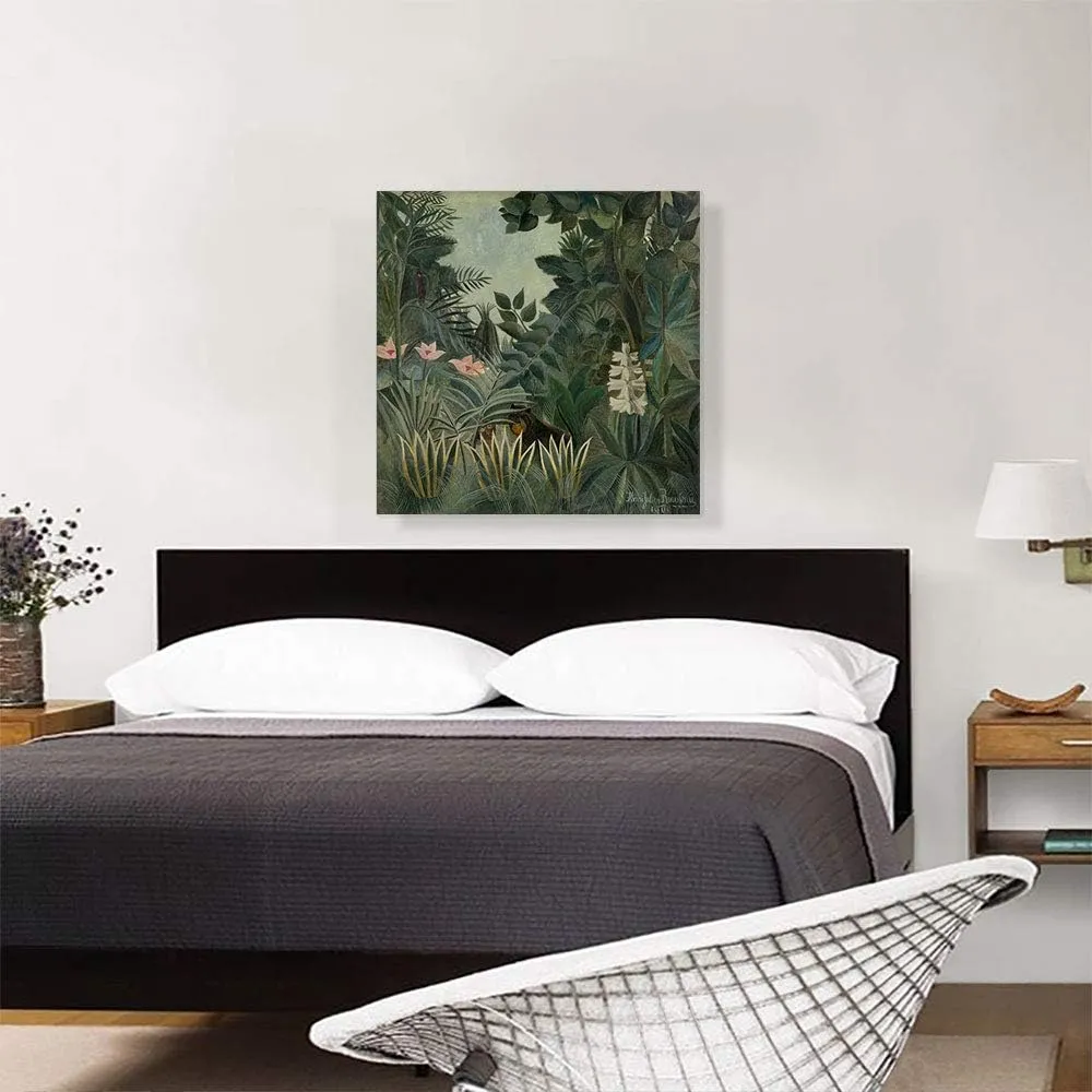 ARTCANVAS The Equatorial Jungle 1909 Canvas Art Print Stretched Framed Painting Picture Poster Giclee Wall Decor by Henri Rousseau - 26" x 26" (1.50" Deep)
