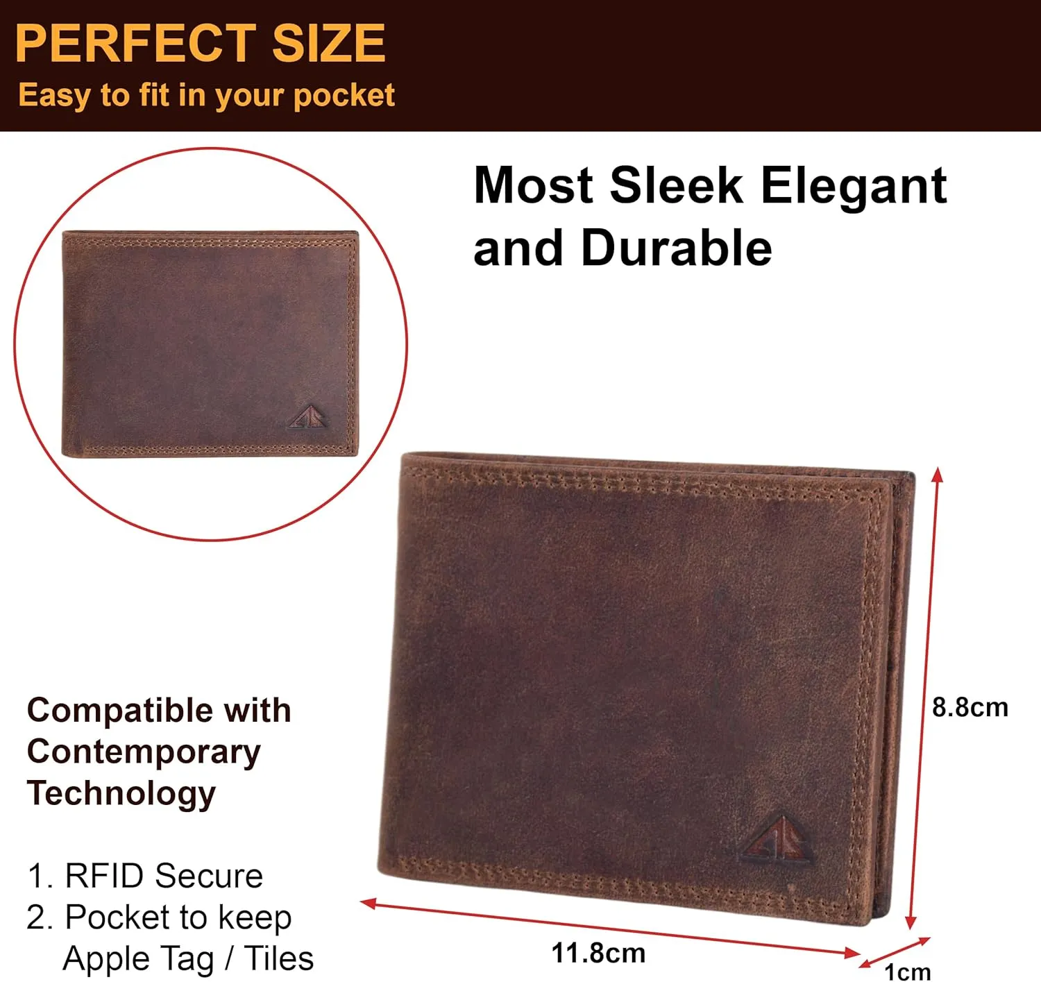 ASAD Genuine Leather Wallet for Men | Slim, Stylish, and Durable Genuine Leather Double Stitched RFID Blocking Bifold Stylish | Bifold Wallet With 8 Card Slot | Gift for Him | Crazy horse