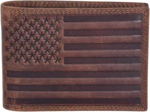 ASAD Genuine Leather Wallet for Men | Slim, Stylish, Genuine Leather Double Stitched RFID Blocking Bifold Stylish | Bifold Wallet With 8 Card Slot | Gift for Him | Crazy Horse With American Flag