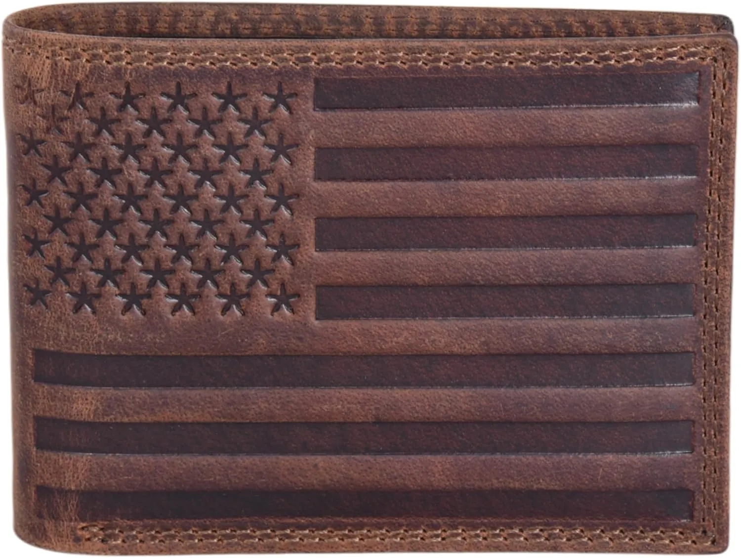 ASAD Genuine Leather Wallet for Men | Slim, Stylish, Genuine Leather Double Stitched RFID Blocking Bifold Stylish | Bifold Wallet With 8 Card Slot | Gift for Him | Crazy Horse With American Flag