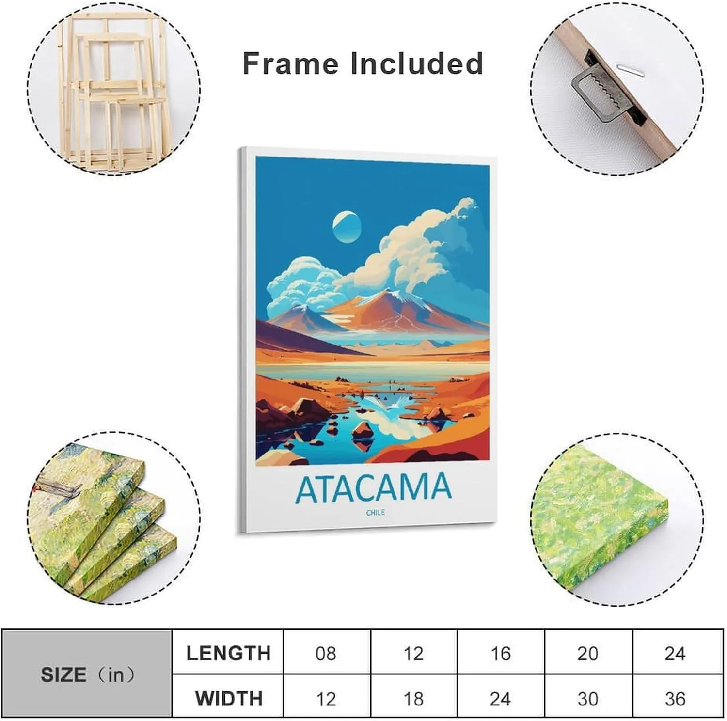 Atacama Desert Travel Print Atacama Desert Decoration Atacama Desert Print Art Atacama Canvas Poster Wall Art Decor Print Picture Paintings for Living Room Bedroom Decoration Frame 16x24inch(40x60cm)