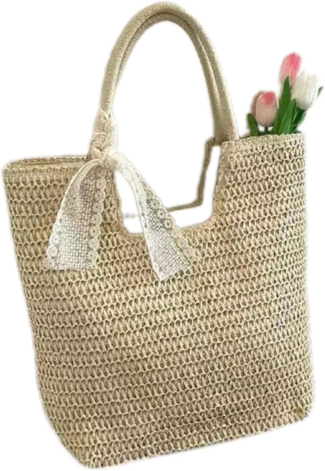 B-B1 Woven Beach Tote Bags for Women in Summer, Large Shoulder Handbags for Straw Beach Bags For Holiday, Travel