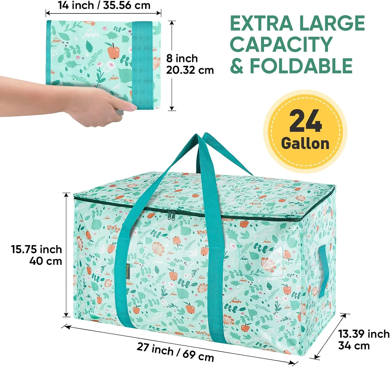BALEINE 4-Pack Oversized Moving Bags with Reinforced Handles, Heavy-Duty Storage Tote for Clothes, Moving Supplies (Spring Stroll, 4-Pack)