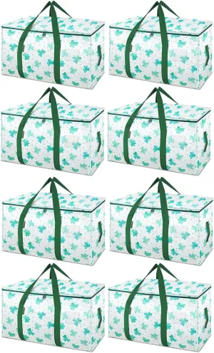 BALEINE 8-Pack Oversized Moving Bags with Reinforced Handles, Heavy-Duty Storage Tote for Clothes, Moving Supplies (Clover, 8-Pack)
