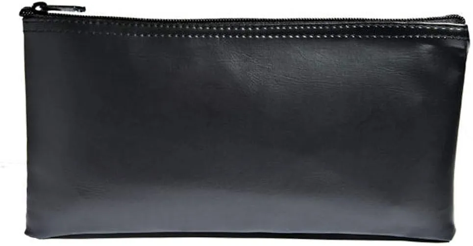 BankSupplies Reusable Money Bag | 7W x 3.5H | Vinyl Coating | Double-Stitched Seams | Heavy Duty Talon Woven Coil Straight Zipper | Leather-Like Textured Grain | Money Bags with Zipper