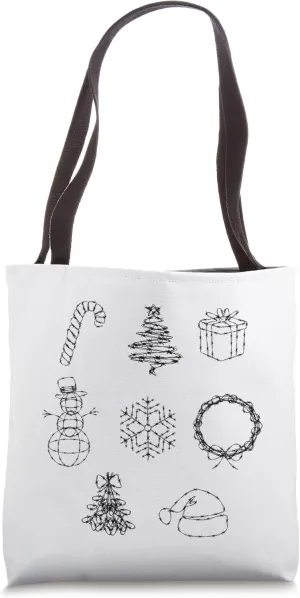 Barb Wire Christmas Tree Candy Cane Snowman Tote Bag