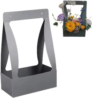 BBJ Craft Paper Gift Bags for Flower Bouquet Florist Bouquet Packaging Bag with Handle, 5 Pcs (Gray)