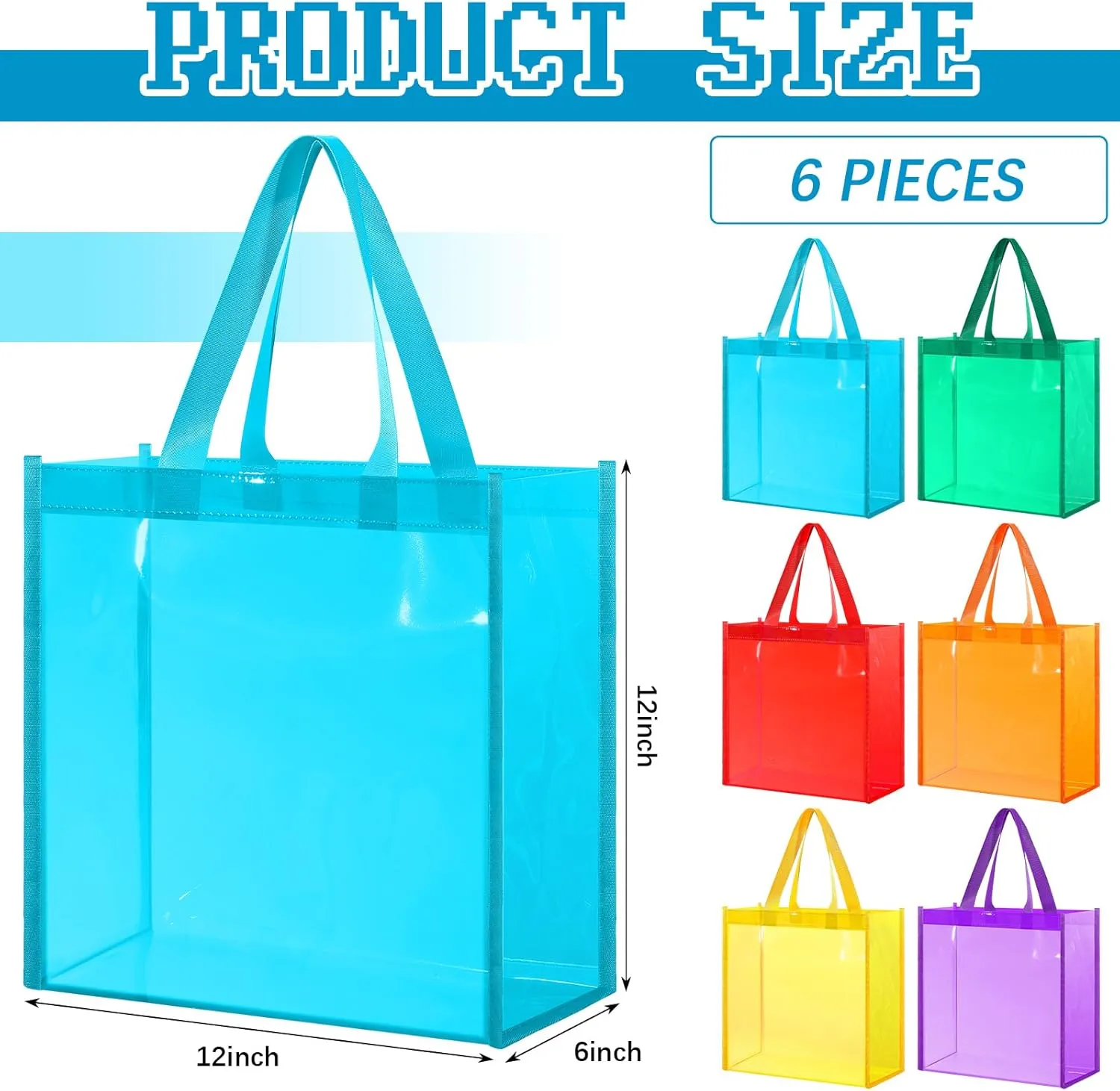 BBTO 6 Pcs Clear Tote Bag Stadium Approved Plastic Hand Bag