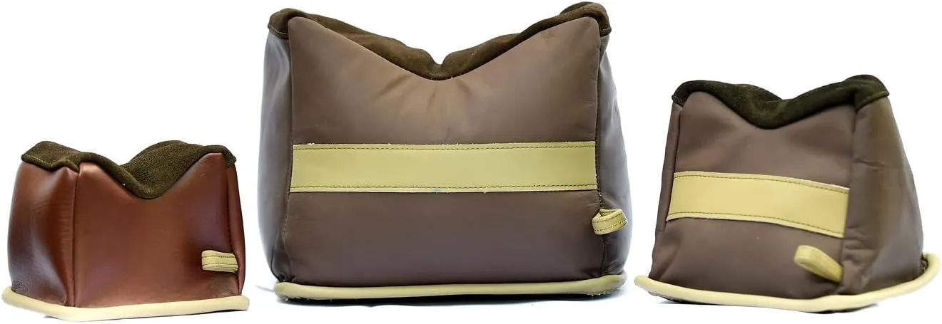 BenchMaster Rifle Bench Bag Rest, All Leather, Shooting Sand Bag, Gun Sighting, Weather Resistant, Hand Double Stitched, Multiple Sizes