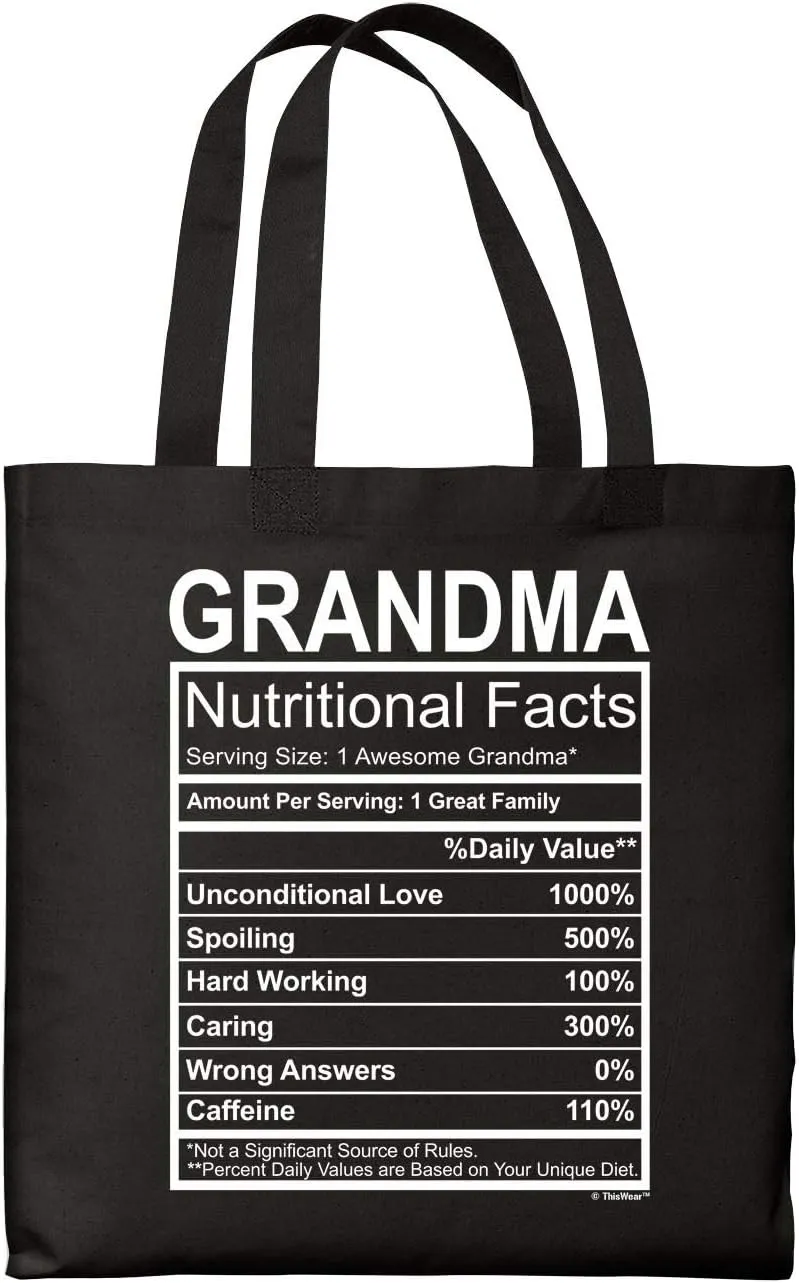 Best Grandma Gifts for Grandma Nutritional Facts Label New Grandma Gifts Canvas Tote Bag