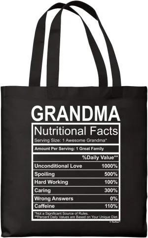 Best Grandma Gifts for Grandma Nutritional Facts Label New Grandma Gifts Canvas Tote Bag