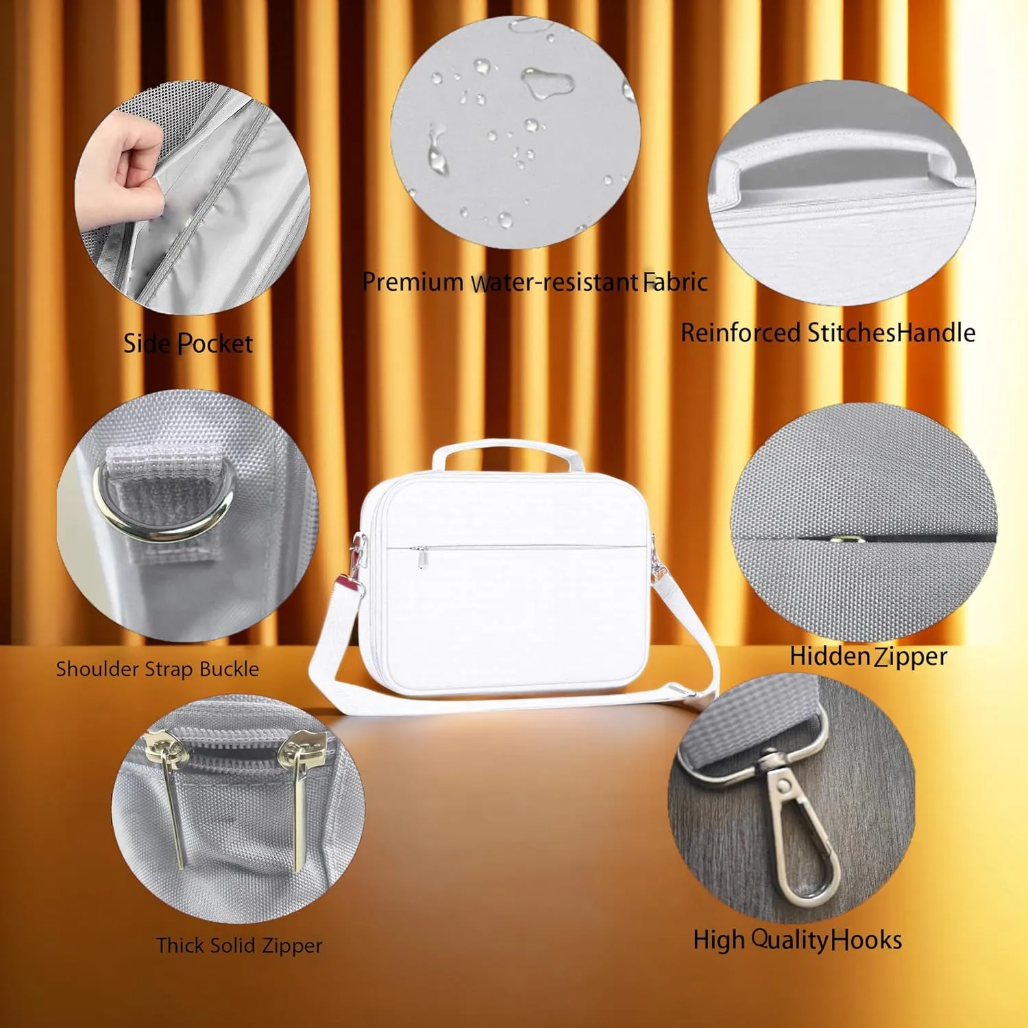 Bible Cover,Book Protection Handbag Carrying Case Church Bag,Shoulder Strap Zipper Pocket Pen Holder with 3D Engraved Crystal About Religious Classic Scenes