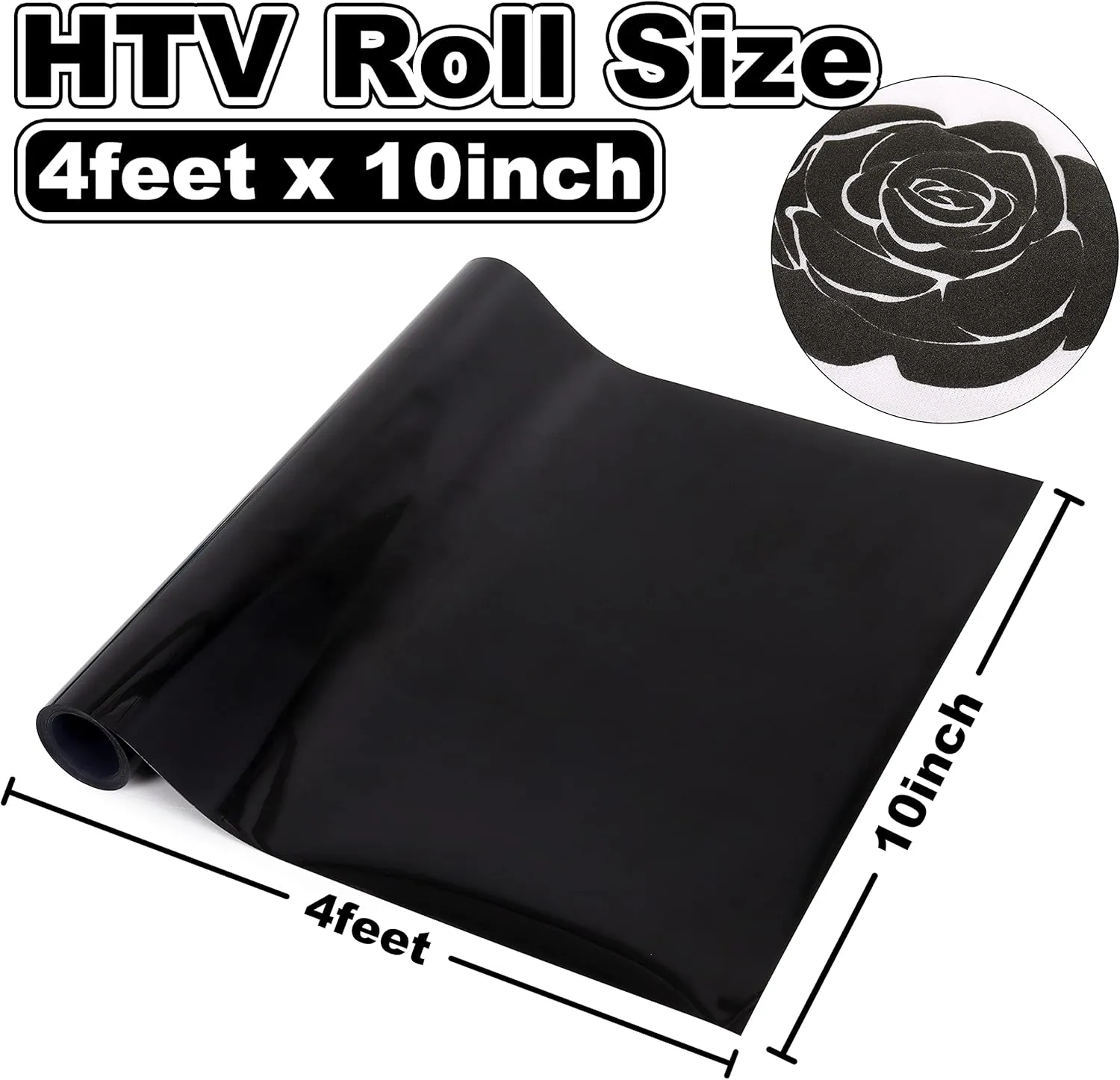 Black Puff Vinyl Heat Transfer: KINGSOW 3D Puff HTV Heat Transfer Vinyl 10"x4ft Roll Foaming Puffy Iron-on Vinyl for Cricut T Shirts Clothing