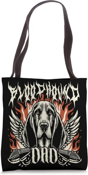 Bloodhound Dad Heavy Metal Wings Fire Cool 80s & 90s Retro Tote Bag