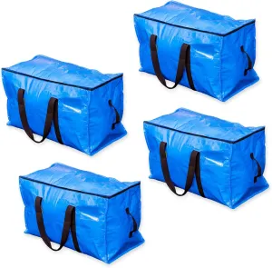 Blue Moving Bags Heavy Duty Extra Large Storage Bags with Zipper and Handles, Moving Supplies Moving Storage Bags, 23 Gallon Capacity, 4 Pack